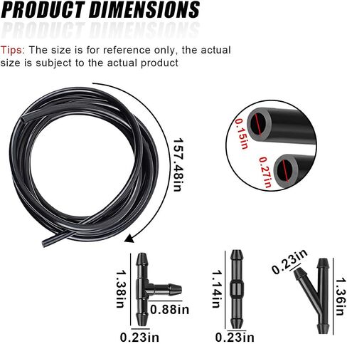 13PCS Car Windshield Washer Hose Kit, Includes 12 Hose Connectors and 1 4M Washer Fluid Hose, Windshield Repair Kit, Universal Accessories for Connect Water Pump and Nozzle in Saudi Arabia