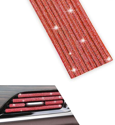 10 PCS Bling Car Air Vent Outlet Trim, Bling Car Interior Accessories for Women, Rhinestone Air Conditioner Decoration Strip for Most Air Vent Outlet (Pink) in Saudi Arabia