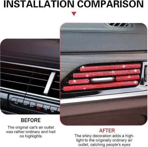 10 PCS Bling Car Air Vent Outlet Trim, Bling Car Interior Accessories for Women, Rhinestone Air Conditioner Decoration Strip for Most Air Vent Outlet (Pink) in Saudi Arabia