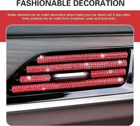 10 PCS Bling Car Air Vent Outlet Trim, Bling Car Interior Accessories for Women, Rhinestone Air Conditioner Decoration Strip for Most Air Vent Outlet (Pink) in Saudi Arabia
