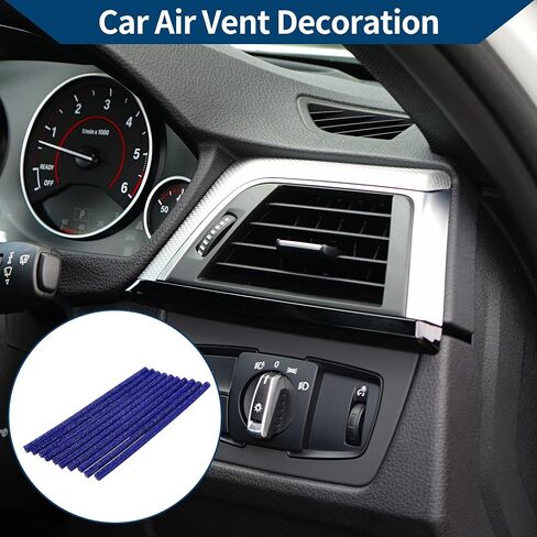 Air Vent Decoration Strip/for All Straight Air Vent Outlet for Car Interior Air Vent Decoration Strip/Durable PVC, Rhinestones / 10 Pcs Dark Blue in Saudi Arabia
