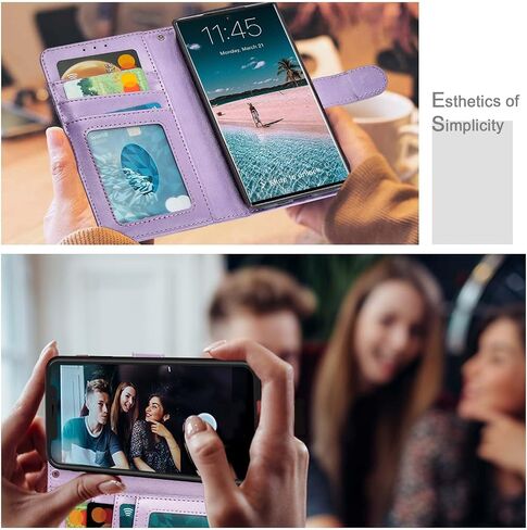 Wallet Case for Galaxy S22+ Plus, [RFID Blocking] Protective PU Leather Flip Cover with Card Slot Cash Pocket for Galaxy S22 Plus (Purple) in Saudi Arabia