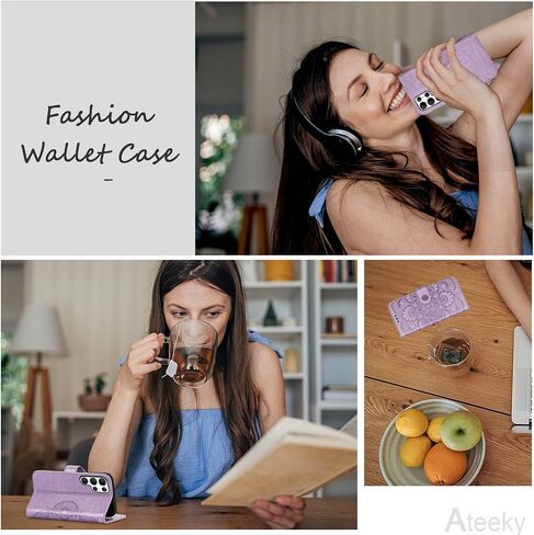 Wallet Case for Galaxy S22+ Plus, [RFID Blocking] Protective PU Leather Flip Cover with Card Slot Cash Pocket for Galaxy S22 Plus (Purple) in Saudi Arabia