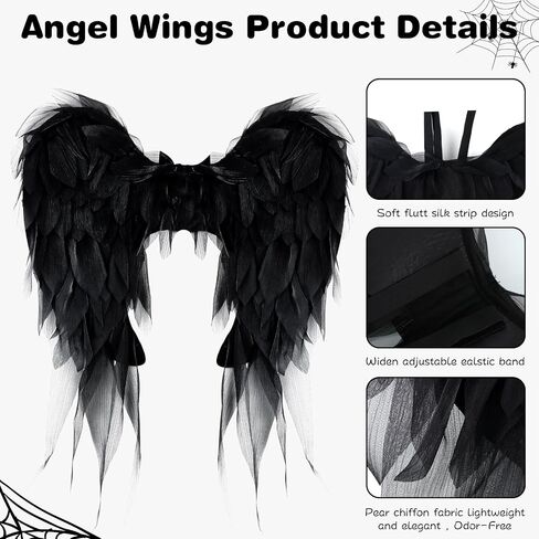 Angel Wings and Halo Headband for Women Girls - White Chiffon Fairy Wings ، Alegant Cortume Accessories for Halloween Christmas Party Cosplay in Kuwait