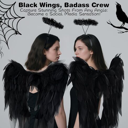 Angel Wings and Halo Headband for Women Girls - White Chiffon Fairy Wings ، Alegant Cortume Accessories for Halloween Christmas Party Cosplay in Kuwait