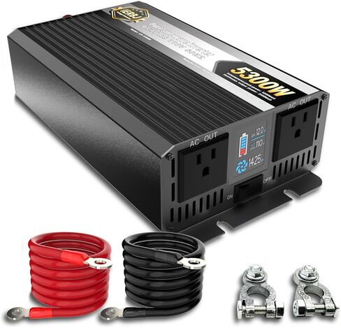 IERBJ 2300W Power Inverter, DC 12V to AC 110V, 5300W Peak Power, LED Display, Pure Sine Wave,2 Cooling Fan,for Vehicles,Car,RV,Truck,Ship in Saudi Arabia