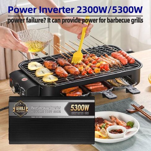 IERBJ 2300W Power Inverter, DC 12V to AC 110V, 5300W Peak Power, LED Display, Pure Sine Wave,2 Cooling Fan,for Vehicles,Car,RV,Truck,Ship in Saudi Arabia