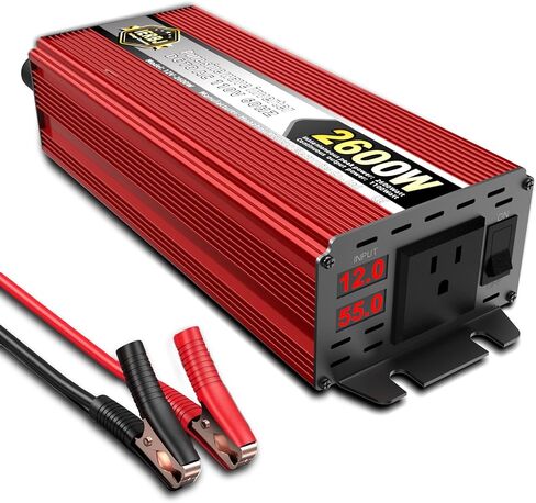 IERBJ 1100W العاكس الطاقة ، DC 12V إلى AC 110V ، 2600W قوة الذروة ، شاشة LED ، موجة جيبية نقية ، مروحة التبريد ، للسيارات ، RV ، شاحنة ، سفينة in Saudi Arabia