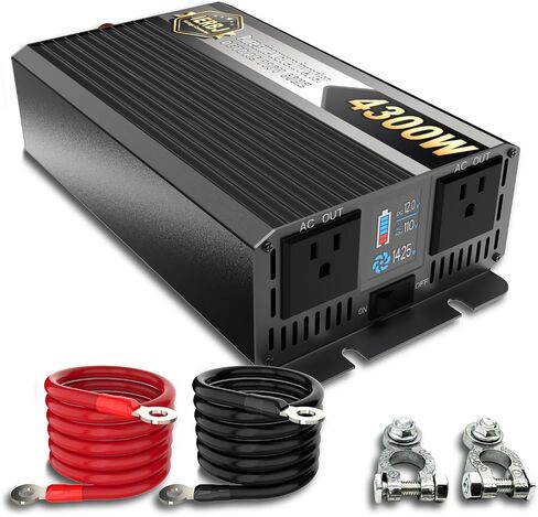 IERBJ 2000W Bower Inverter ، DC 12V إلى AC 110V ، 4300W PEAK POWER ، عرض LED ، موجة جيبية نقية ، مروحة تبريد 2 ، للسيارات ، RV ، شاحنة ، سفينة in Saudi Arabia