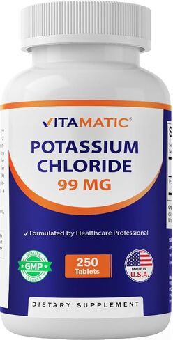البوتاسيوم البوتاسيوم 99mg-250 قرصًا-كلوريد البوتاسيوم للعضلات والقلب والأعصاب-دعم الإلكتروليت-غير المعدلة وراثيًا ، خالية من الغلوتين in Saudi Arabia