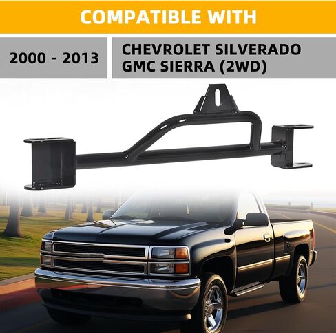 KUAFU Conversion Crossmember Compatible with 2000-2013 Chevrolet Silverado GMC Sierra 4L60E to 4L80E (2wd) Black in Saudi Arabia