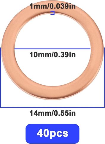 40pcs خط فرامل السيارات النحاس غسالة M10 غسالة 14x10x1mm متوافق مع دراجة HEL in Saudi Arabia