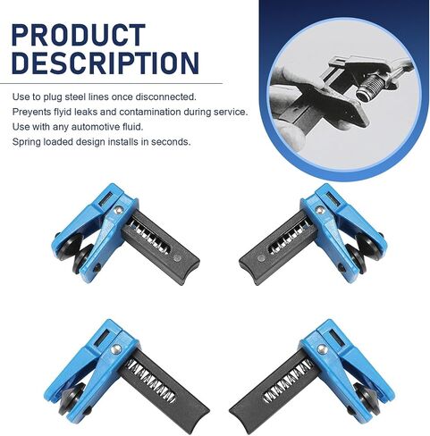 4 PCS Brake & Fuel Line Stoppers Kit – 3/8" 5/16" 1/2" Banjo Vertical Brake Line Plugs, PVC Edge with RPV Handle, Auto Stop Clamps for Auto Repair (Blue) in Saudi Arabia