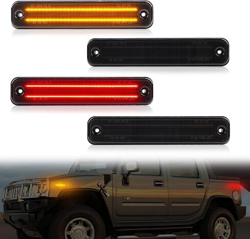 مصابيح العلامة الجانبية المقدمة الأمامية والخلفية لهاممر H2 2003-2009 العدسة المدخنة 2ROWs عوارض LED مصابيح العوامل العاكسة الجانبية ، واتجه إلى إشارة Sidemarker 4 PCs in Kuwait