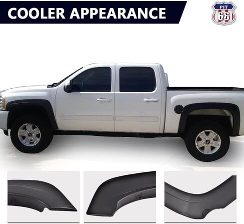 Pit66 Fender Flares متوافق مع Chevy Silverado 1500 2007-2013 (فقط السرير 5'8 "، لا يناسب 6.5 '/8' ، لا يناسب Z71 ، لا تناسب GMC Sierra) ، مجموعة العجلات على طراز المصنع الأسود ، 4 pcs in Saudi Arabia