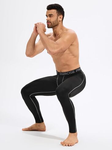 4 Pack Men's Thermal Compression Pants (Fleece-Lined)(Moisture-Wicking) Athletic Leggings Winter Gear Baselayer in Kuwait