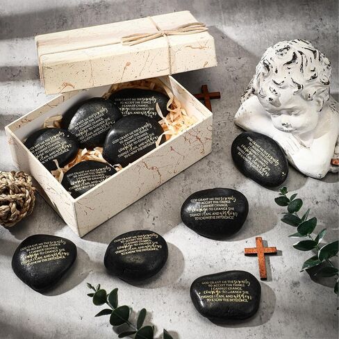 Wesiti 10 Pcs Serenity Prayer Gifts Pocket Token Stones Bulk for Men Women Alcoholics Anonymous Recovery Anxiety Sobriety Gifts in Saudi Arabia