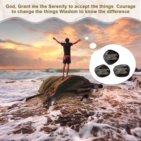 Wesiti 10 Pcs Serenity Prayer Gifts Pocket Token Stones Bulk for Men Women Alcoholics Anonymous Recovery Anxiety Sobriety Gifts in Saudi Arabia