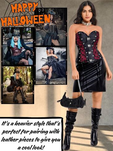 Women's Steampunk Gothic Corset, Vintage Jacquard Lace-Up Bustier with Metal Clasps in Saudi Arabia