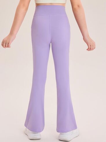 Haloumoning Girl's Flare Leggings Kids High Waisted V Crossover Yoga Pants Bell Bottoms with Pockets 5-14Y in Saudi Arabia