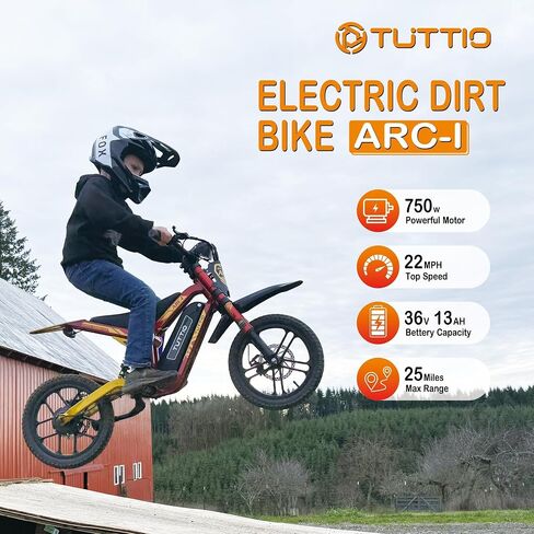 Tuttio ARC-I 750W دراجة الأوساخ الكهربائية للأطفال 5-8 ، 36V 13AH دراجة نارية كهربائية تصل إلى 22 ميل في الساعة و 25 ميلًا ، و 5 سرعات للدراجة الكهربائية ، 16 "إطارات على الطرق الوعرة in Saudi Arabia