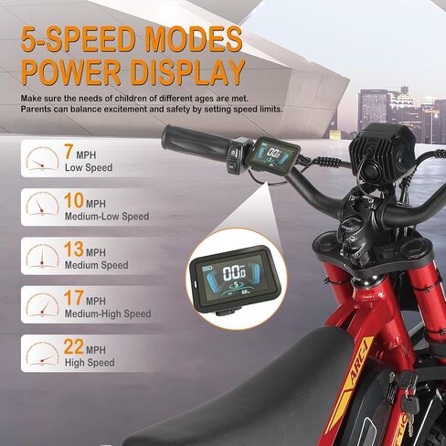 Tuttio ARC-I 750W دراجة الأوساخ الكهربائية للأطفال 5-8 ، 36V 13AH دراجة نارية كهربائية تصل إلى 22 ميل في الساعة و 25 ميلًا ، و 5 سرعات للدراجة الكهربائية ، 16 "إطارات على الطرق الوعرة in Saudi Arabia