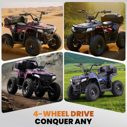 XW-A19 40CC Four Wheelers Gas-Powered ATV Quad for Kids 6+, 165 lbs Max Kids Gas 4 Wheele, 15.5 MPH Max with Parental Speed Control, Off-Road UTV, LED Headlight and Storage Box (Flag01) in Saudi Arabia