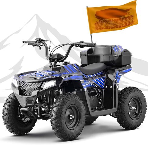 XW-A19 40CC Four Wheelers Gas-Powered ATV Quad for Kids 6+, 165 lbs Max Kids Gas 4 Wheele, 15.5 MPH Max with Parental Speed Control, Off-Road UTV, LED Headlight and Storage Box (Flag01) in Saudi Arabia