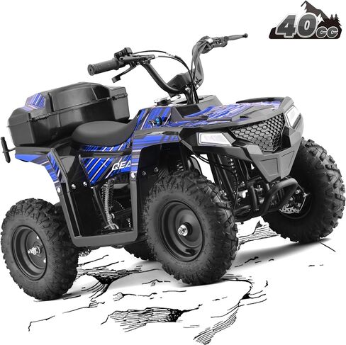 XW-A19 40CC Four Wheelers Gas-Powered ATV Quad for Kids 6+, 165 lbs Max Kids Gas 4 Wheele, 15.5 MPH Max with Parental Speed Control, Off-Road UTV, LED Headlight and Storage Box (Flag01) in Saudi Arabia