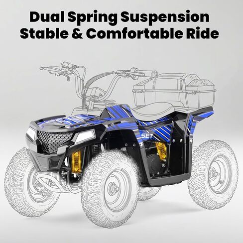 XW-A19 40CC Four Wheelers Gas-Powered ATV Quad for Kids 6+, 165 lbs Max Kids Gas 4 Wheele, 15.5 MPH Max with Parental Speed Control, Off-Road UTV, LED Headlight and Storage Box (Flag01) in Saudi Arabia