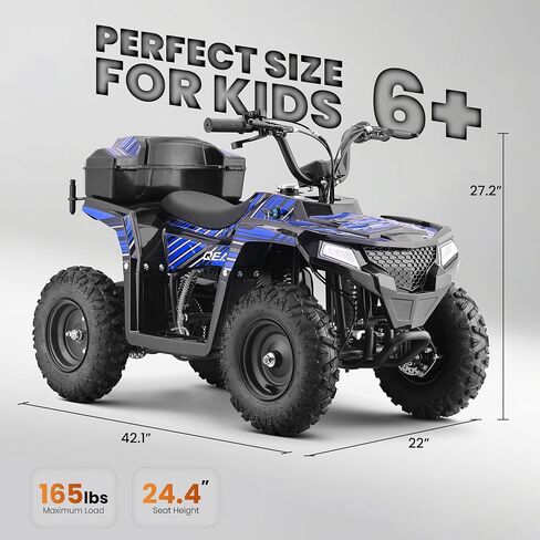 XW-A19 40CC Four Wheelers Gas-Powered ATV Quad for Kids 6+, 165 lbs Max Kids Gas 4 Wheele, 15.5 MPH Max with Parental Speed Control, Off-Road UTV, LED Headlight and Storage Box (Flag01) in Saudi Arabia