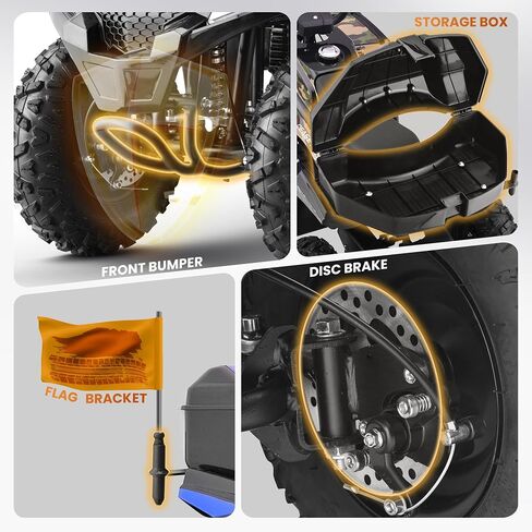 XW-A19 40CC Four Wheelers Gas-Powered ATV Quad for Kids 6+, 165 lbs Max Kids Gas 4 Wheele, 15.5 MPH Max with Parental Speed Control, Off-Road UTV, LED Headlight and Storage Box (Flag01) in Saudi Arabia