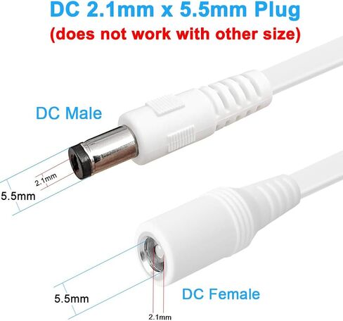 DC Extension Cord 16.4FT,5.5mm x 2.1mm 12v DC Power Extension Cable Flat 12 Volt Power Supply Adapter for CCTV Security Camera Surveillance IP Camera Dvr Standalone LED Strip,Male to Female in Saudi Arabia