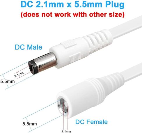 DC Extension Cord 16.4FT,5.5mm x 2.1mm 12v DC Power Extension Cable Flat 12 Volt Power Supply Adapter for CCTV Security Camera Surveillance IP Camera Dvr Standalone LED Strip,Male to Female in Saudi Arabia