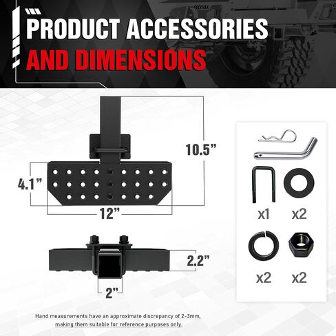 Tow Hitch Step Trailer for 2 "مستقبلات ، 400 رطل الحمل القصوى ، مع مقطع الدبوس و Bolts الاستقرار ، متوافق مع بيك اب تشرات سيارة سيارات سيارات الدفع الرباعي فان RV ، ووقاية مضادة للانزلاق وحارس الصدأ الصدأ in Saudi Arabia