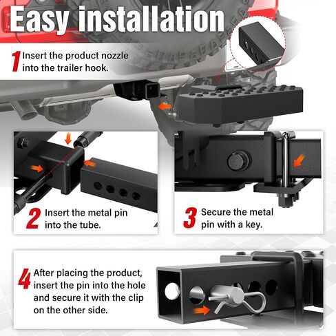 Tow Hitch Step Trailer for 2 "مستقبلات ، 400 رطل الحمل القصوى ، مع مقطع الدبوس و Bolts الاستقرار ، متوافق مع بيك اب تشرات سيارة سيارات سيارات الدفع الرباعي فان RV ، ووقاية مضادة للانزلاق وحارس الصدأ الصدأ in Saudi Arabia