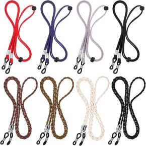 8 Pcs Leather Eyeglasses Strap Eye Glasses Holders Around Neck Elegant Dark Colors Eyewear Chain Multicolor Braided Sports Band String Retainer for Men Women in Saudi Arabia
