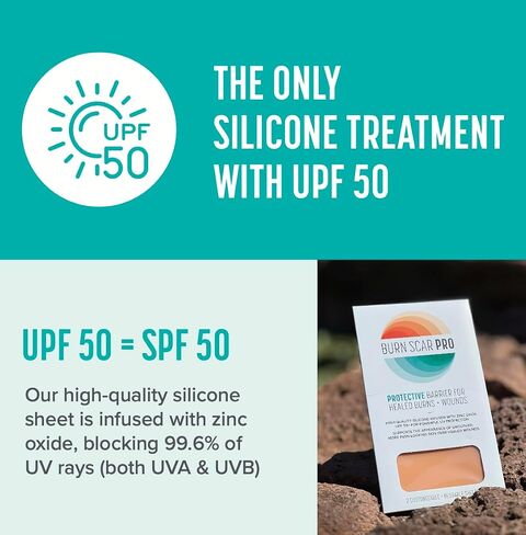 Burn Scar Pro™ Silicone Scar Sheets with Sunscreen – Fade Burn Scars, Keloids, and Scars from Surgery – Reusable Patches for Skin Burns, Facial Scars, and Healed Wounds – 6" x 3.5" (2 Sheets) in Saudi Arabia