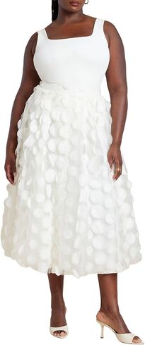 ELOQUII Women's Plus Size Dimensional Dot Full Skirt in Saudi Arabia
