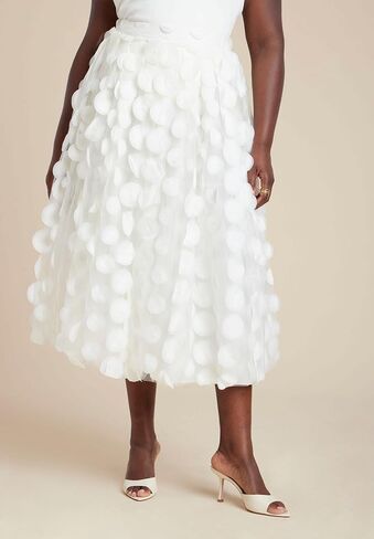 ELOQUII Women's Plus Size Dimensional Dot Full Skirt in Saudi Arabia