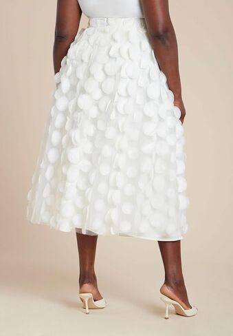 ELOQUII Women's Plus Size Dimensional Dot Full Skirt in Saudi Arabia