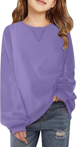 قميص بلوز Crewneck للبنات اللطيفة الطويلة الأكمام قمم الشباب غير الرسميين السترة المتضخمة في سن المراهقة in Kuwait