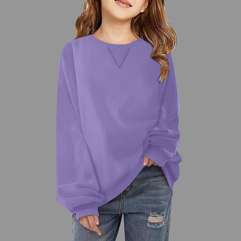 قميص بلوز Crewneck للبنات اللطيفة الطويلة الأكمام قمم الشباب غير الرسميين السترة المتضخمة في سن المراهقة in Kuwait