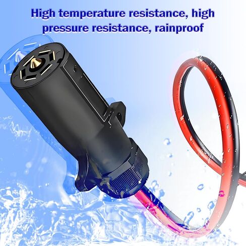 7 Pin Power Interface,7 Blades Connected to 2 Pin SAE Interface,10AWG 1ft,7 Pin Circular RV-Style Trailer Plug Connection Cable,Suitable for Campers,Trucks,Air Compressors,Portable Coolers in Kuwait