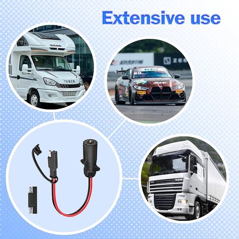 7 Pin Power Interface,7 Blades Connected to 2 Pin SAE Interface,10AWG 1ft,7 Pin Circular RV-Style Trailer Plug Connection Cable,Suitable for Campers,Trucks,Air Compressors,Portable Coolers in Kuwait