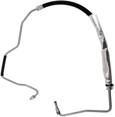 KarParts360 For Pontiac Grand Prix 2004 05 06 07 2008 Power Steering Gear Inlet Hose | Silver Steel/Rubber | Threaded End 2 | 0.35 inches / 8.8 millimeters Inside Diameter | Molded Assembly Shape in Saudi Arabia