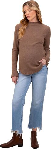 PinkBlush Light Distressed Hem Cropped Straight Leg Jeans in Saudi Arabia