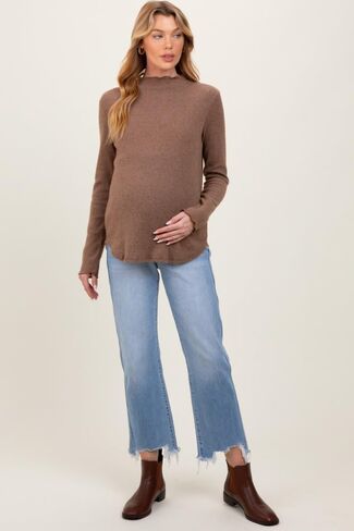 PinkBlush Light Distressed Hem Cropped Straight Leg Jeans in Saudi Arabia