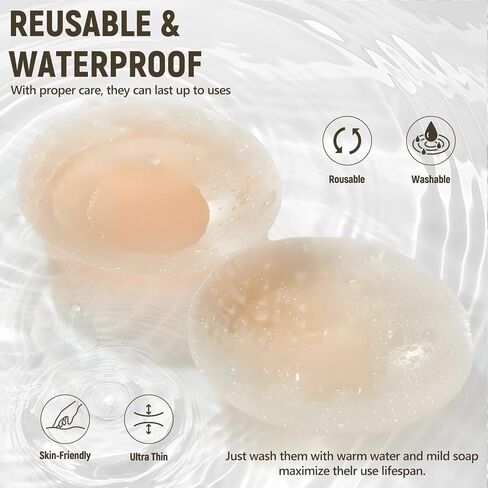 Nipple Covers for Women 2 Pairs - Reusable Silicone Sticky Nipple Covers No Show, Adhesive Pasties with Travel Case in Saudi Arabia