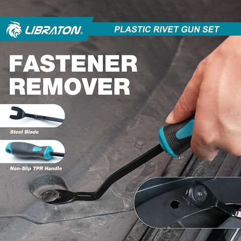 LIBRATON Plastic Rivet Gun Kit, 90 Degree Angle Hand Riveter with 40 Nylon Rivets (4 Sizes), Universal Nosepiece for Automotive/Electronics, Ergonomic & 50% Lighter Force in Saudi Arabia